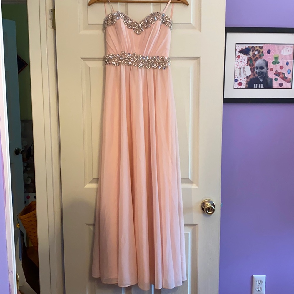 Light Pink Gown w/ Silver Gemstones